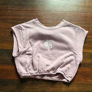 Darc Sport Lavender Crop Sweat Top with White Wolf Emblem